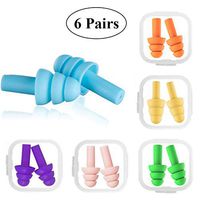 iMapo 6 Pairs Reusable Waterproof Earplugs Silicone Swimming Ear Plugs Noise Cancelling， Sound Blocking for Sleeping Snoring Plane Shooting Work Travel with Carry Case, 6 Assorted Colors - Style 1