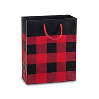 NW Buffalo Plaid Matte Gift Bags - Cub Size - 8x4x10in. - 60 Pack