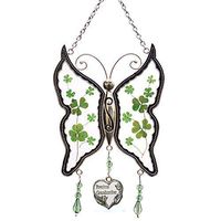 Shamrock Grandmother Butterfly Suncatchers Stained Glass Irish Celtic Suncatchers Glass-Style Art Glass Suncatchrs St Patrick's Day Decoration, Irish Gift in-Law Gift Irish Family Shamrock Suncatcher