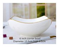Home big wrist Bowls Dishware Creative Home Pure White Simple Bowl Pasta Bowl Soup Bowl Salad Mix Bowl Grain Bowl Gold Corner Bowl for kitchen restaurant gifts Decorative hotel retro soup bowl