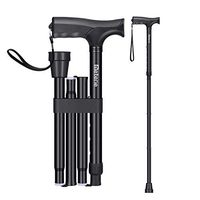 Folding Walking Cane for Men and Women, Lightweight Retractable and Height Adjustable Collapsible Cane for Elderly, Protable Blind Walking Stick with Non-Slip Balancing Mobility Aid T Handles