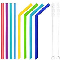 Reachs Silicone Straws Reusable Extra Long Flexible Drinking Straw with Cleaning Brushes for 30 oz Tumblers RTIC/Yeti, 4 Straight + 4 Bent + 2 Cleaning Brushes (4 Bent + 4 Straight)
