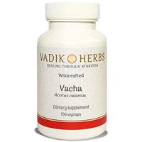 Certified Organic Vadik Herbs Vacha (Rhizome) (Acorus Calamus) Powder 100 Vegicaps | Recommended as a Brain Tonic, which Improves Memory.