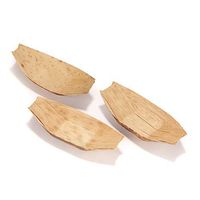 BambooMN 3.25" x 1.5" Premium Bamboo Leaf Boat, All Natural and Disposable Compstable for Catering and Home Use, 100 Pieces