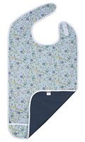 Adult Bib for Eating, Waterproof Clothing Protector with Crumb Catcher. Machine Washable (Blue-Wide)