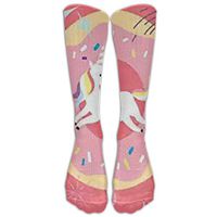 Pink Unicorn Donut Knee High Graduated Compression Socks For Women And Men - Best Medical, Nursing, Travel & Flight Socks - Running & Fitness