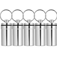 Eboxer 5 Colors Aluminum Alloy Pill Case for Climbing Hiking Camping, Mini Pill Storage Container Medicine Box, Outdoor Sports Accessory(5 Pcs Set-Silver)
