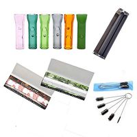 6 Packs Glass Filter Tips with Rolling Machine Multi Color Tobacoo Filter Accessories with Cleaning Brushes