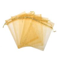 KUPOO Drawstring Organza Pouch Strong Wedding Favor Gift Candy Bag, Gold, 7 x 9 Inch, 50 pcs