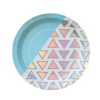 Bash Party Goods 100109 Disco Diamond Paper Plates, 9", Pastel Blue