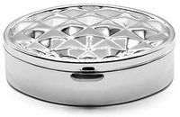 Silver Textured Pattern Oval Pocket Purse Portable Travel Pill Box & Medicine Organizer (2 Compartments)
