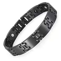 HiTreasure Mens Black Titanium Steel Magnetic Therapy Link Health Bracelet Pain Relief for Arthritis