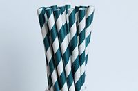 Navy Blue Striped Paper Straws (25)