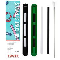 TOURIT Reusable Silicone Straws Regular Size for 30oz and 20oz Tumblers 4 Pack Silicone Drinking Straws with Case and Cleaning Brush BPA Free