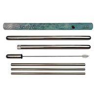 LASTRA High Fashion Reusable Stainless Steel Straw Set 3 Metal Nested Drinking Straws Stainless Steel Housing Wide Smoothie Straw Standard Soda Straw Hot Beverage Sip/Stir Straw (Polished Stainless)