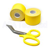 ASA Techmed Sport Yellow Kinesiology Tape with Free Matching Shear - 16.5 ft Uncut Roll - Best Pain Relief Adhesive for Muscles, Shin Splints, Knee & Shoulder - 24/7 Waterproof Therapeutic Aid