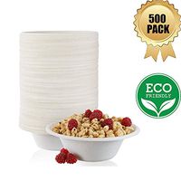 OURhome Restaurant Grade Biodegradable Bowls, Compostable Bowls, Alternative to Paper & Plastic Bowls for Picnics, BBQs,and Parties (500Pcs)