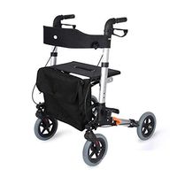 Aviation Aluminum Rollators Folding 4 Wheels Hand Pusher Rollator with Seat PU Anti-Skid Front and Rear Wheel Shopping Trolley