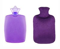 Large Classic Rubber Hot Water Bottle/Warmer with Flannel Cover,Random Pattern