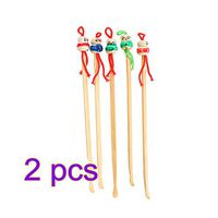 Healifty Bamboo Ear Pick Curette Wax Remover Cleaner Ear cleaning Tool with Lovely Doll Head 10pcs