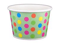 Black Cat Avenue Paper Ice Cream Cups, Polka Dot, Aqua Rainbow, 8 Ounce, 50 Count
