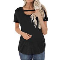 Meikosks Ladies Crewneck Cut-Out T Shirt Summer Casual Blouses Long Sleeve Tops Short Sleeve Tee