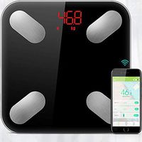FYLD Bluetooth Body Fat Scale Smart Scale Digital Bathroom Wireless Weight Scale, Body Composition Analyzer with Smartphone App 180KG, 26cm 26cm,Black