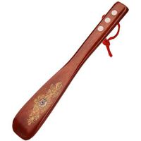 Linshing Long Handle Solid Wooden Shoe Horn Kalzer Red Rope Hand-Painted Five Round Scallops 22cm/8.66’’ Long (D)