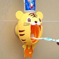 Kids Toothpaste Dispenser, Fashion Hands Free Toothbrush Dispenser Wall Mount Automatic Cartoon Cute Animal Toothpaste Squeezer Perfect Gift for Children (A)