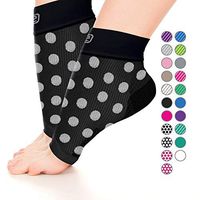 Go2 Plantar Fasciitis Socks|Best Ankle Compression Brace 22-25 mmHg|Arch Support Joint Heel Pain Relief|Foot Sleeves for Women and Men Reduce Swelling|Relieve Achilles Tendonitis(Blk W/Lge Wht Dots,M)