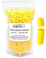 Capsules Express- Size 00 Yellow Empty Gelatin Capsules 500 Count - Kosher and Halal Certified - Gluten-Free Pure Bovine Gelatin Pill Capsule - DIY Powder Filling