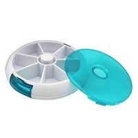 ROSENICE Pill Organizer Travel Round Pill Container Holder Rotated 7 Slot Vitamin Medicine Box Case(Green)