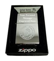 Zippo Custom Lighter - United States Marines Laser Engraved with Earth Anchor Eagle Logo - Regular High Polish Chrome Free Engraving
