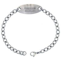 Surgical Stainless Steel Medical Alert Penicillin Allergy Bracelet 9/16 inch Wide, up to 9 inch Long