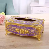 T-ZJHC Tray Paper Creative Living Room Home Restaurant Table Simple Storage Box European Simple European Paper Box, Gold Purple