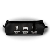 CYMO Eat Sleep Water Polo Printing Pen Bag Stationery Pouch Cosmetic Bags Pencil Holder Makeup Bag Cylindrical Purse