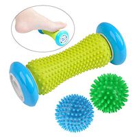 DELIWAY Foot Massage Roller Spiky Ball Massager Recovery Set for Plantar Fasciitis,Relief for Heel Spurs & Foot Arch Pain, 1 Roller and 2 Message Balls Included (Light Blue)