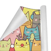 Gift Wrapping Paper Roll Christmas Cute Cat for Birthday,Holiday,Wedding,Baby Shower Gift Wrap - 3Rolls - 58inch x 23inch Per Roll