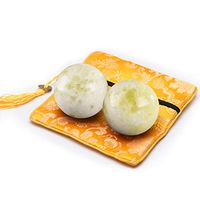 Chinese Marble Light Green Baoding Health Stress Exercise Balls Craft Collection 2''