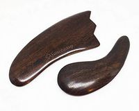 Pack 2 Wing, Waterdrop-Shape Gua Sha Scraping Massage Tool Body for Face Guasha Wooden Massagers Neck and Back Thai Set