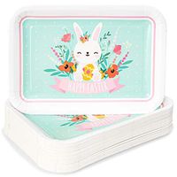 Happy Easter Party Plates with Bunny (9 x 13 in, 48 Pack)