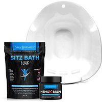Daily Remedy 3-in-1 Sitz Soak Kit - Includes: Sitz Bath Toilet Seat, Sitz Soak Salts & Hemorrhoid Cream - Perineal Soaking Bath Basin Kit For Postpartum Care, Vaginal Steaming & Anal Irritation Relief