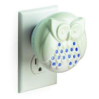 Airomé Owl Pluggable Essential Oil Diffuser, Ceramic Cover with 8 Color LED Night Light Wall Plug In, White Glazed