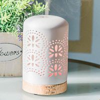 Altrasonic Diffuser for Essential Oil, White Ceramic Aromatherapy Diffuser with 4 Timer&7 Color Changing Light, Cool Mist Humidifier for Home Office Bedroom, BPA-Free（Floral）
