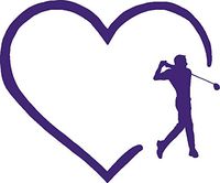 hBARSCI Love Golf Vinyl Decal - 5 Inches - for Cars, Trucks, Windows, Laptops, Tablets, Outdoor-Grade 2.5mil Thick Vinyl - Purple