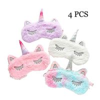 4 Pcs Unicorn Sleeping Mask Soft Plush Blindfold Cute Animal Sleeping Mask Sleep Mask Eye Mask for Girls Women Kids