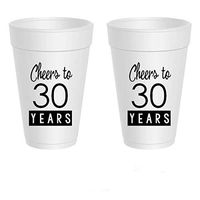 30th Birthday Styrofoam Cups - Cheers to 30 Years (10 cups)