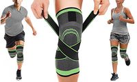 DCF Knee Compression Sleeve with Adjustable Straps (Green, Large)