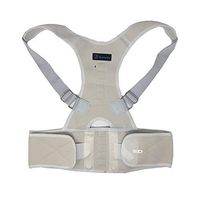 Dunamis Posture Corrector Brace: Lumbar Support Belt for Back Pain Relief| Breathable Adjustable Upper Back Support Brace for Men & Women| Back Posture Corrector for Spine Alignment - White Small