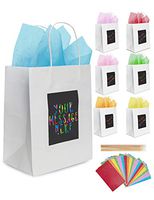 Purple Ladybug 7 White Gift Bags with Tissue Paper & Scratch Paper Panel for Customization! Unique Bulk Gift Bags with Handles - Great as Small Gift Bags, Party Favor Bags, Kraft Paper Bags, and More!